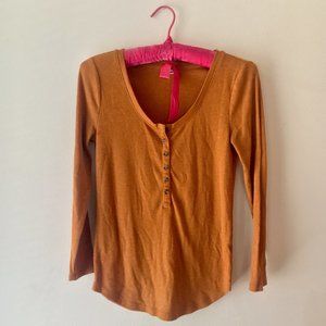 Old Navy Orange Henley 3/4 sleeve
